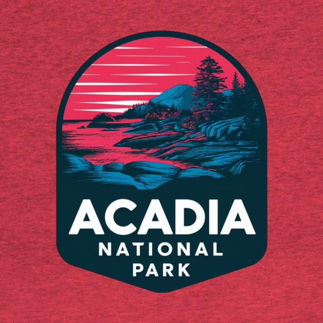 Red Sky Above Acadia National Park Emblem by Perspektiva